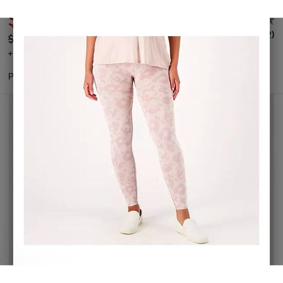 AnyBody Pants - NWOT AnyBody Women's Pink Floral Jacquard Knit Leggings Size L Loungewear Barbie